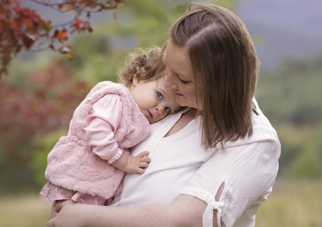Mother and daughter autumn