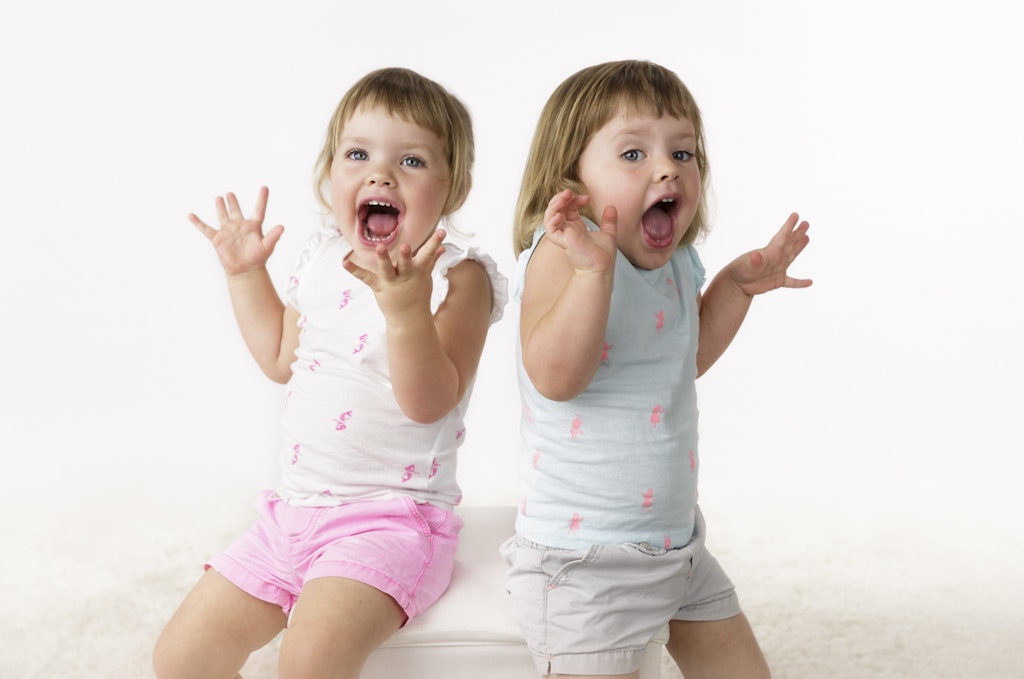 twin sisters having fun